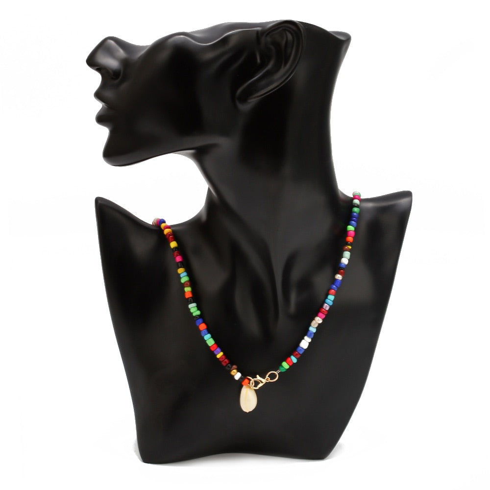 Wish Card Bohemia Shell Pendant Necklace Double Layers Colorful Miyuki Beads Long Chain Statement Necklace Collier Bijoux EY6556 - Charlie Dolly