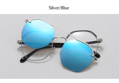 Pink Mirror Polarized Sunglasses Women's New High Quality Aalloy Magnet Clip On Sunglasses Fashion Transparent Glasses 2023