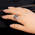 Fashion Enamel Metal Gold Rings Unique Fine Jewelry Scarves Pink Black Painted Flower Ring Gifts For Women Girls Perfect Quality - Charlie Dolly