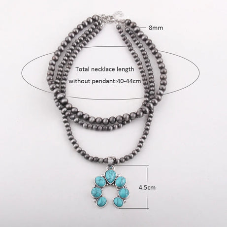 Grey CCB Moon Stone Layered Necklace Jewelry