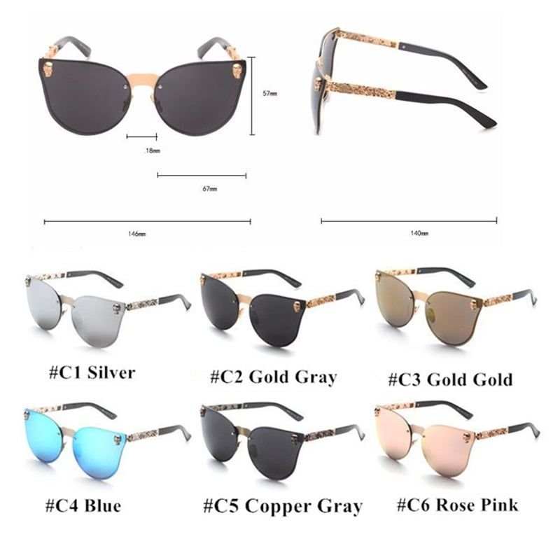 Emosnia Pink Sunglasses Rose Gold Skull Oversize Sunglasses Women Brand Designer Big Frame Sun Glasses For Female Ladies Eyewear - Charlie Dolly