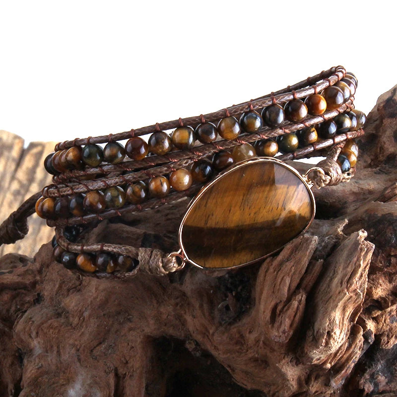 Fashion Beaded Boho Bracelet Jewelry Handmade Natural Stones Charm 3 Strands Wrap Bracelets