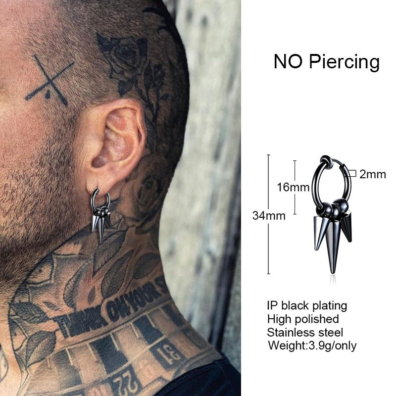 IRREGULAR TRIANGLE LONG CHAIN CUFF EARRING FOR MEN UNISEX JEWELRY ROCK THE COOLEST CONCH HOOP CLIP PIERCING WITHOUT PIERCING - Charlie Dolly