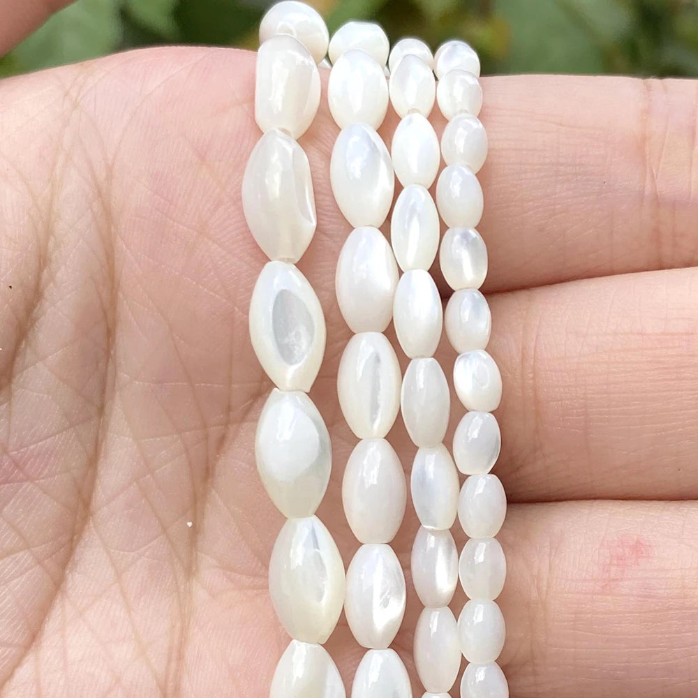 White Oval Natural Sea Shell Beads Mother Of Pearl Shell Loose Beads For Jewelry Making Diy Necklace Bracelet Accessories