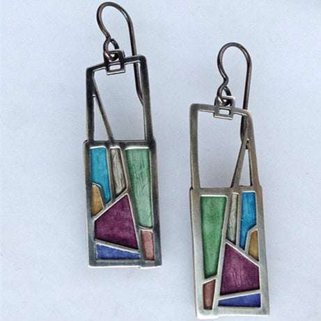Green Enamel Coconut Leaf Pearl Drop Earrings Jewelry