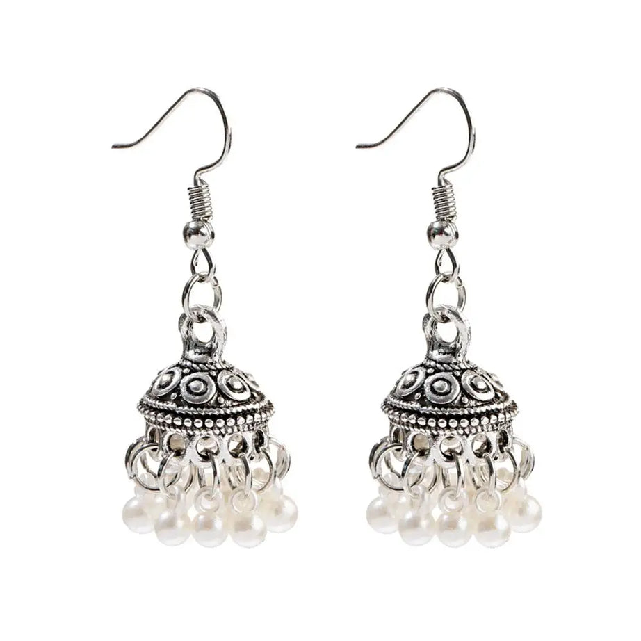 Pearl Bead Indian Jhumka Hanging Earrings Jewelry