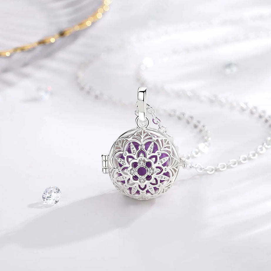 Eudora 18mm Harmony Ball Lotus Cage Pregnancy Bola Necklace, Angel Caller Amulet