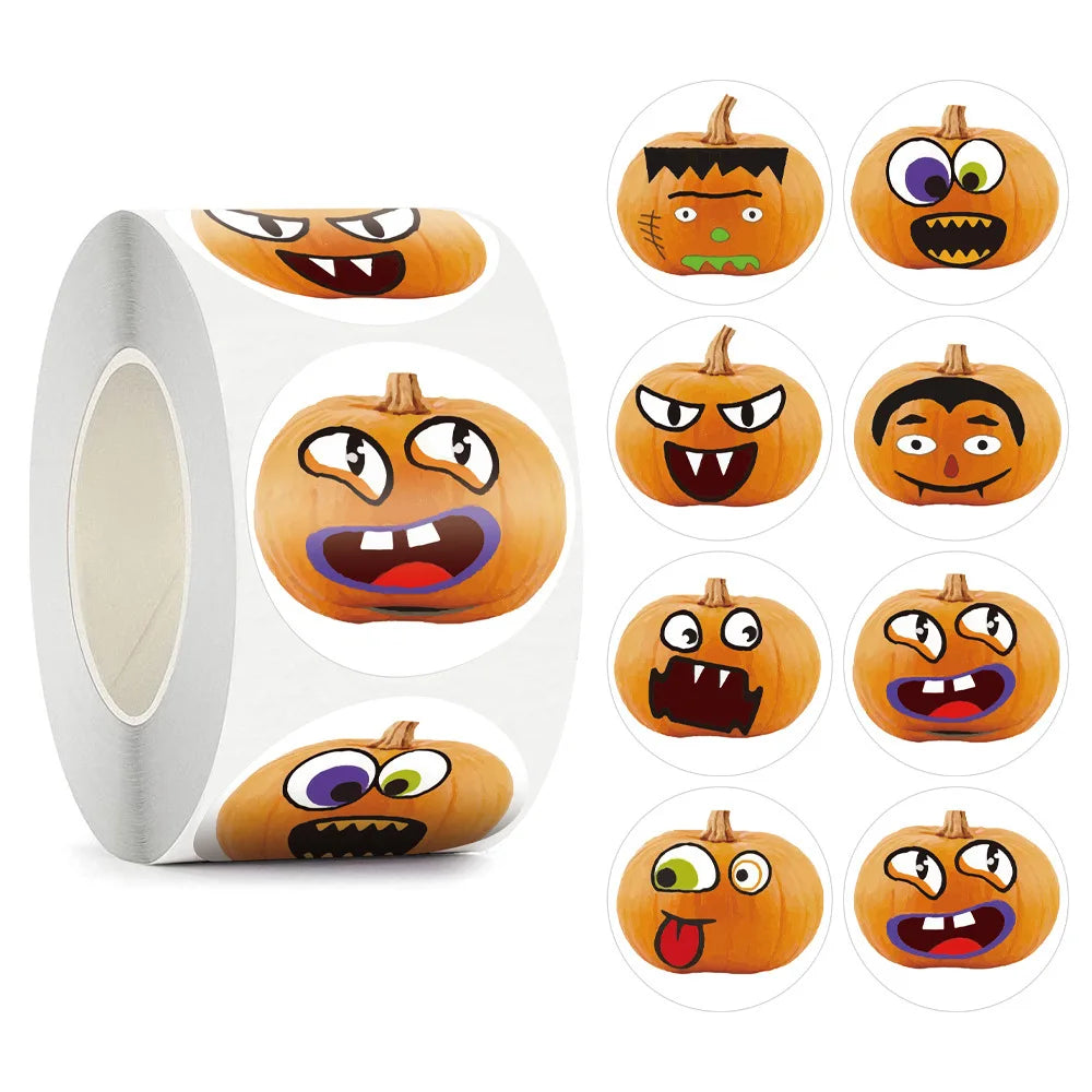 50-500pcs Halloween Stickers Round Self Adhesive Label Paper Candy Bags Stickers Package Seal Gift Packaging Sealing Crafts - Charlie Dolly