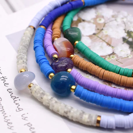 New Boho Natural Natural irregular stone Necklace Colour Soft Polymer Clay Beads Choker Necklace Beach Femme Jewelry Gift - Charlie Dolly