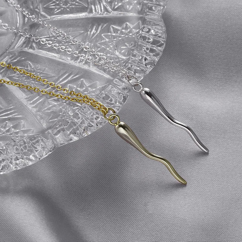 2021 New Fashion Women's Personality Summer Gold Italian Corner Pendant Chain Horn Charm Lucky Pendant Party Necklace - Charlie Dolly