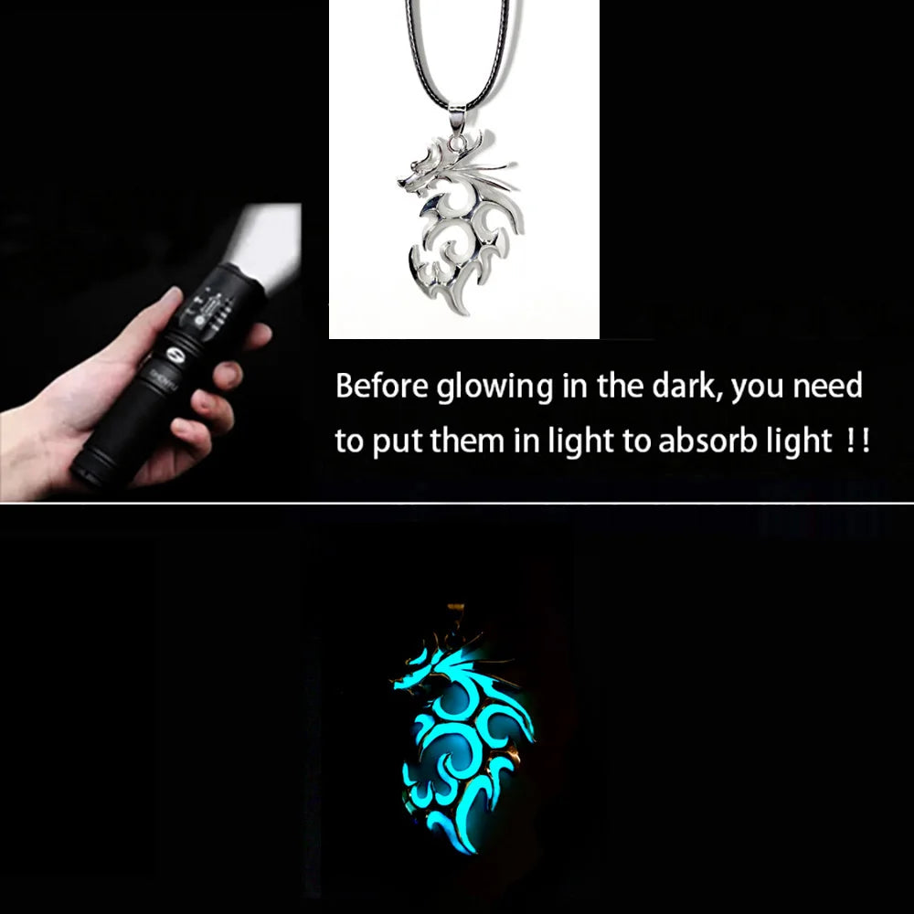 Luminous Dragon Necklace Glowing Night Fluorescence Antique Vintage Glow In The Dark for Men Women Gift Party Halloween Day Club - Charlie Dolly