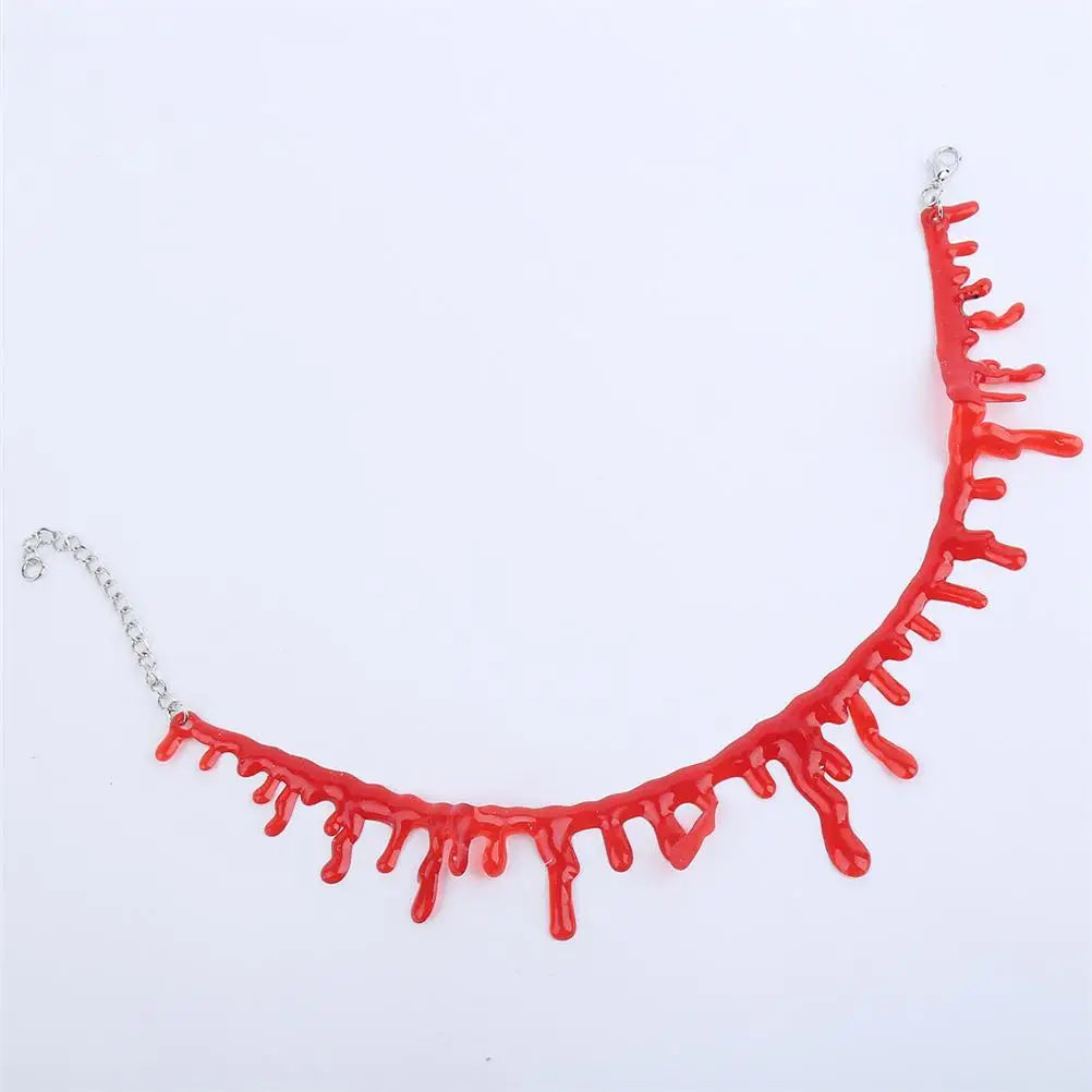 Hot sale Halloween Decoration Horror Blood Drip Collar Necklace Fake Blood Vampire Joker Choker Gothic Costume Red Necklaces - Charlie Dolly