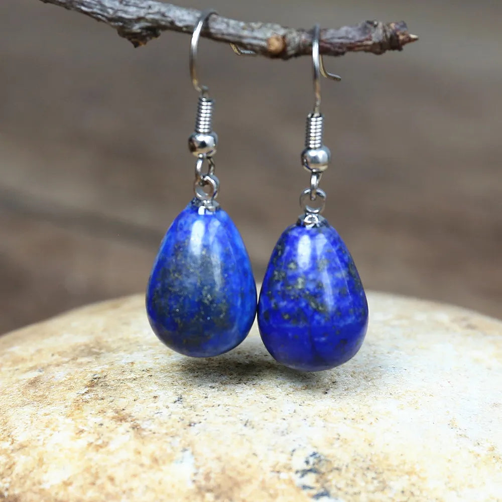 Lapis Lazuli Natural Stone Earrings for Women Fancy Drop Earring Elegant Dangle Earrings Bold Jewelry Dropship Gifts