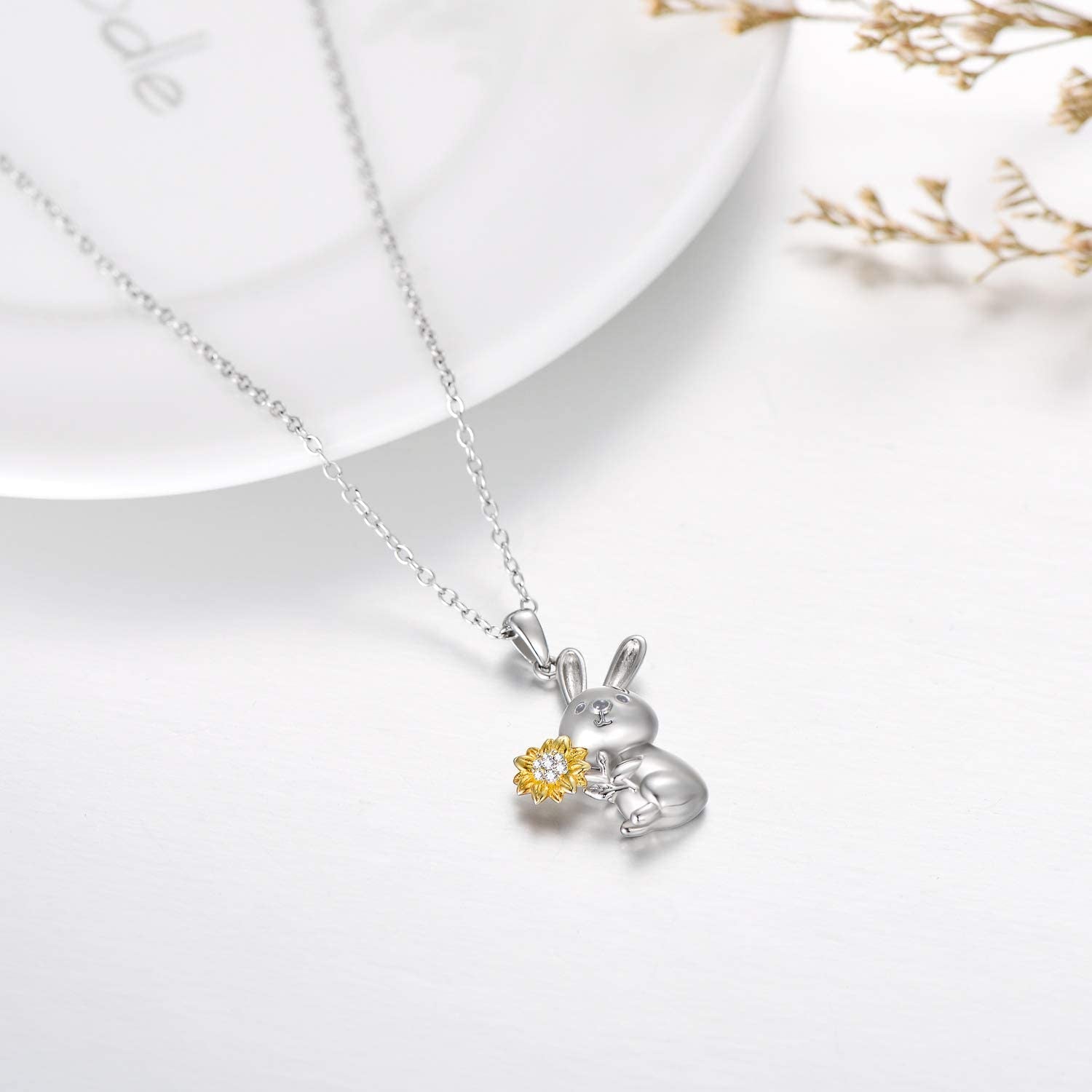 Rose Valley Sunflower Pendant Necklace for Women Rabbit Pendants Fashion Jewelry Girls Gifts YN029 - Charlie Dolly