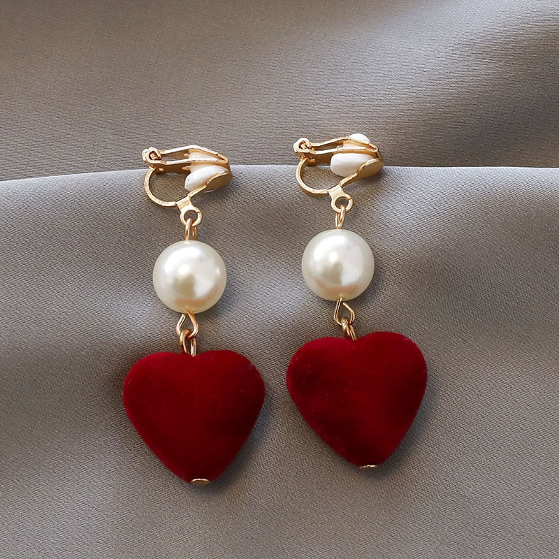Fashion charm Creative pearl clip on Earrings Cute Handmade Earrings Womens ear clips Jewelry - Charlie Dolly