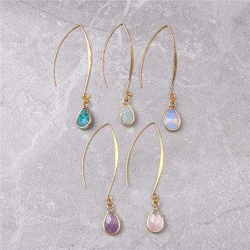 Tear Drop Earings For Women Natural Amethysts Pendant Drop Earrings Elegant Party Jewelry Women Long Dangle Earrings Femme Gifts