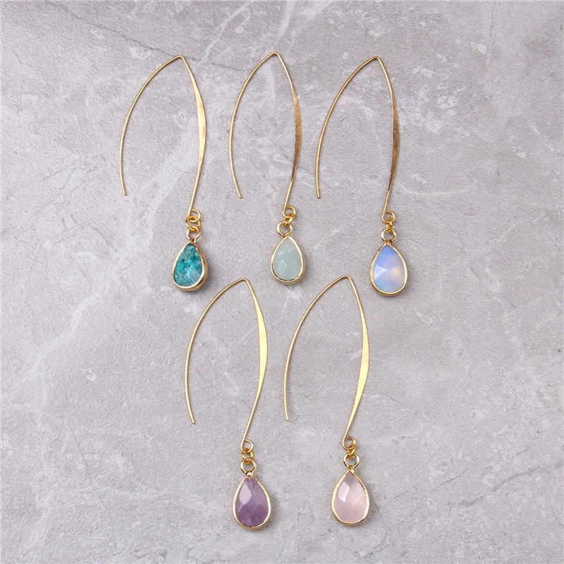 Tear Drop Earings For Women Natural Amethysts Pendant Drop Earrings Elegant Party Jewelry Women Long Dangle Earrings Femme Gifts