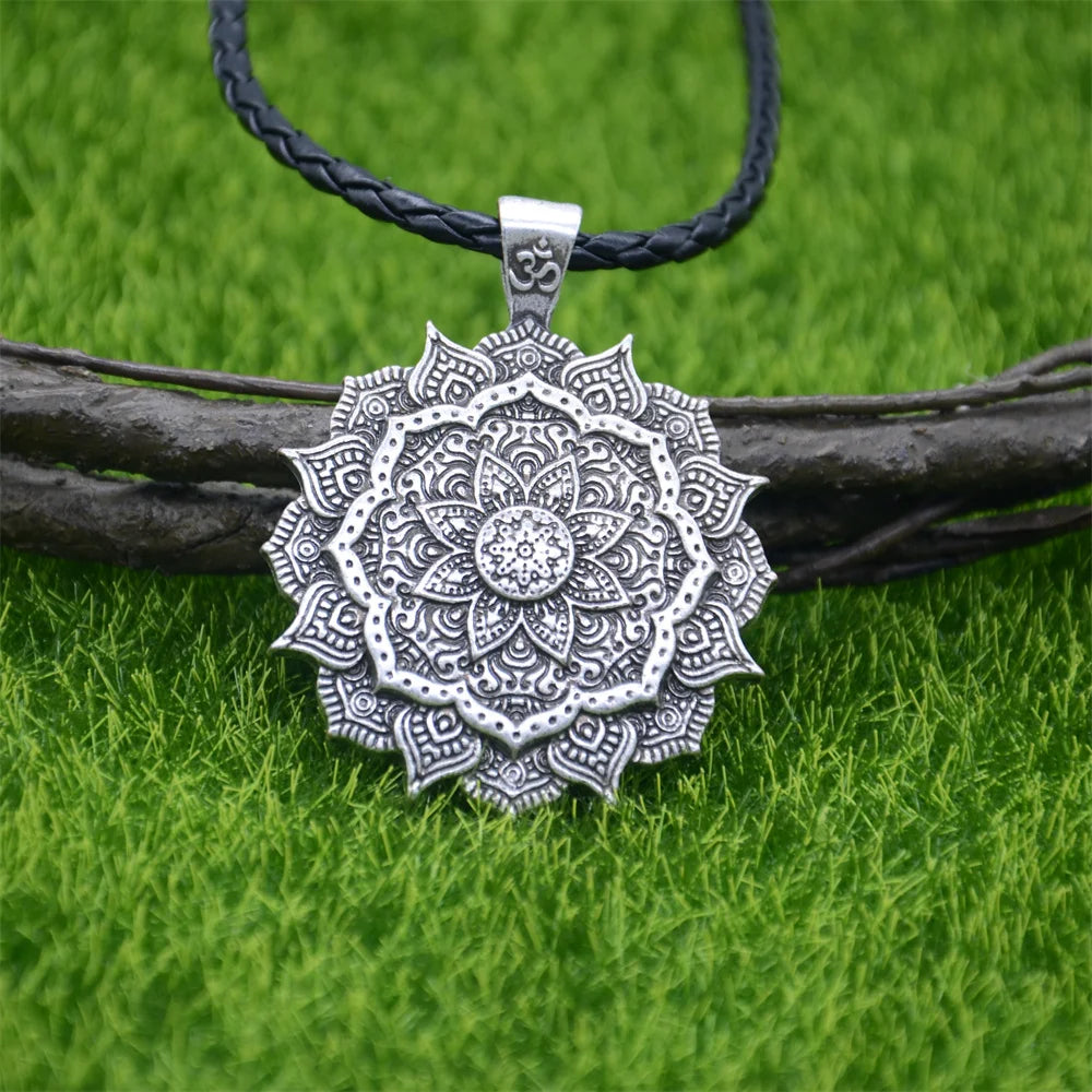 Om Lotus Flower Mandala Yoga Spiritual Pendant Womens Necklaces Jewelry Valentine Gift