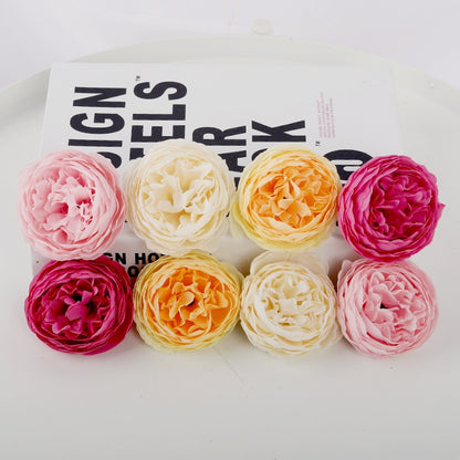 5pcs Pink Artificial Flowers Head Silk Peony Fake Flower for Wedding Home DIY Decor Party Birthday Scrapbooking Wreath Accessory