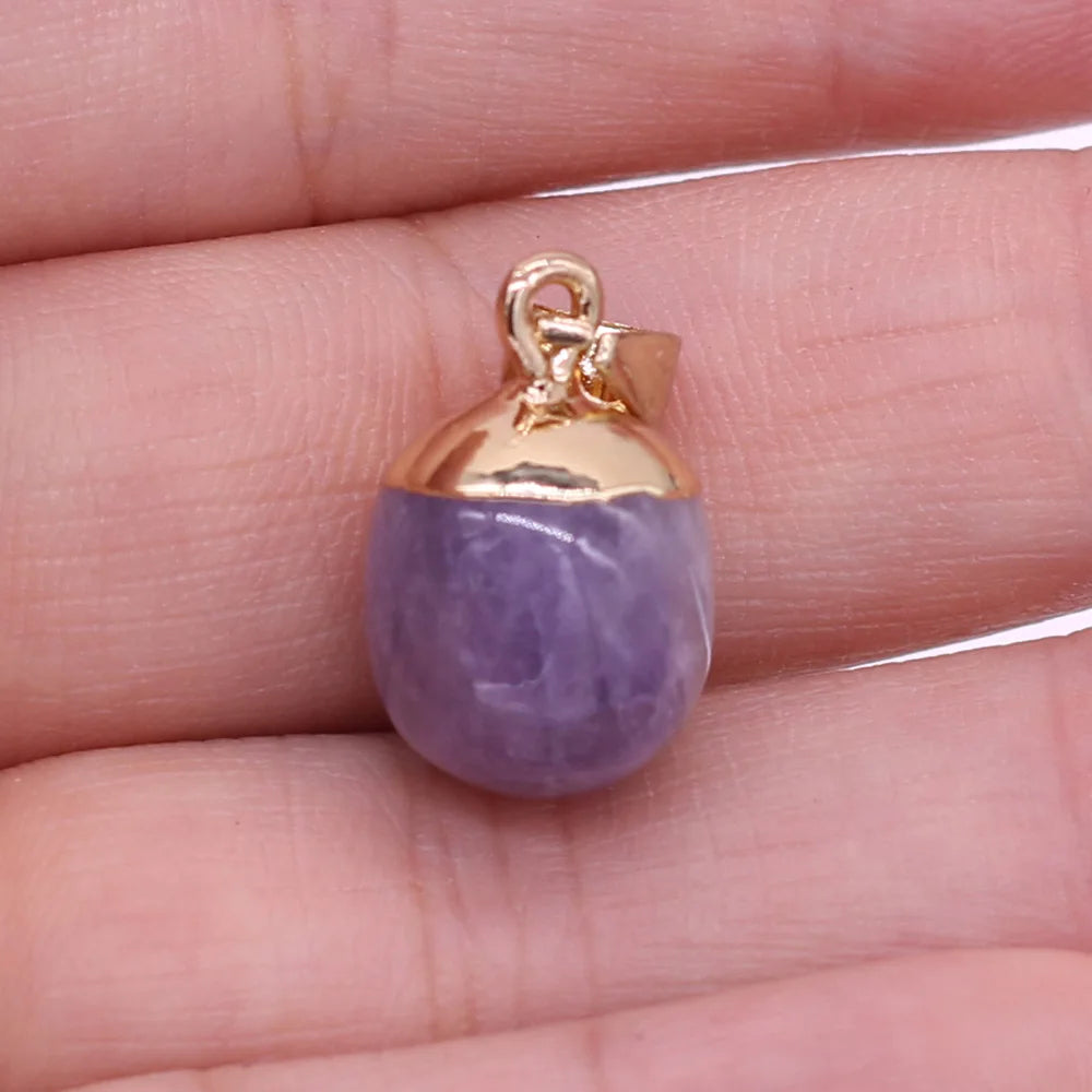 2pc Natural Stone Pendants Reiki Heal Small Round Lapis lazuli Opal for Trendy Jewelry Making Necklace Earrings Gift