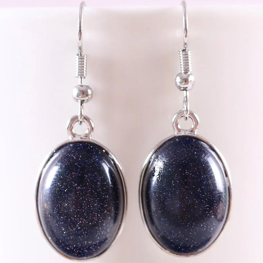 White Opal Lapis Cabochon Drop Earrings Jewelry