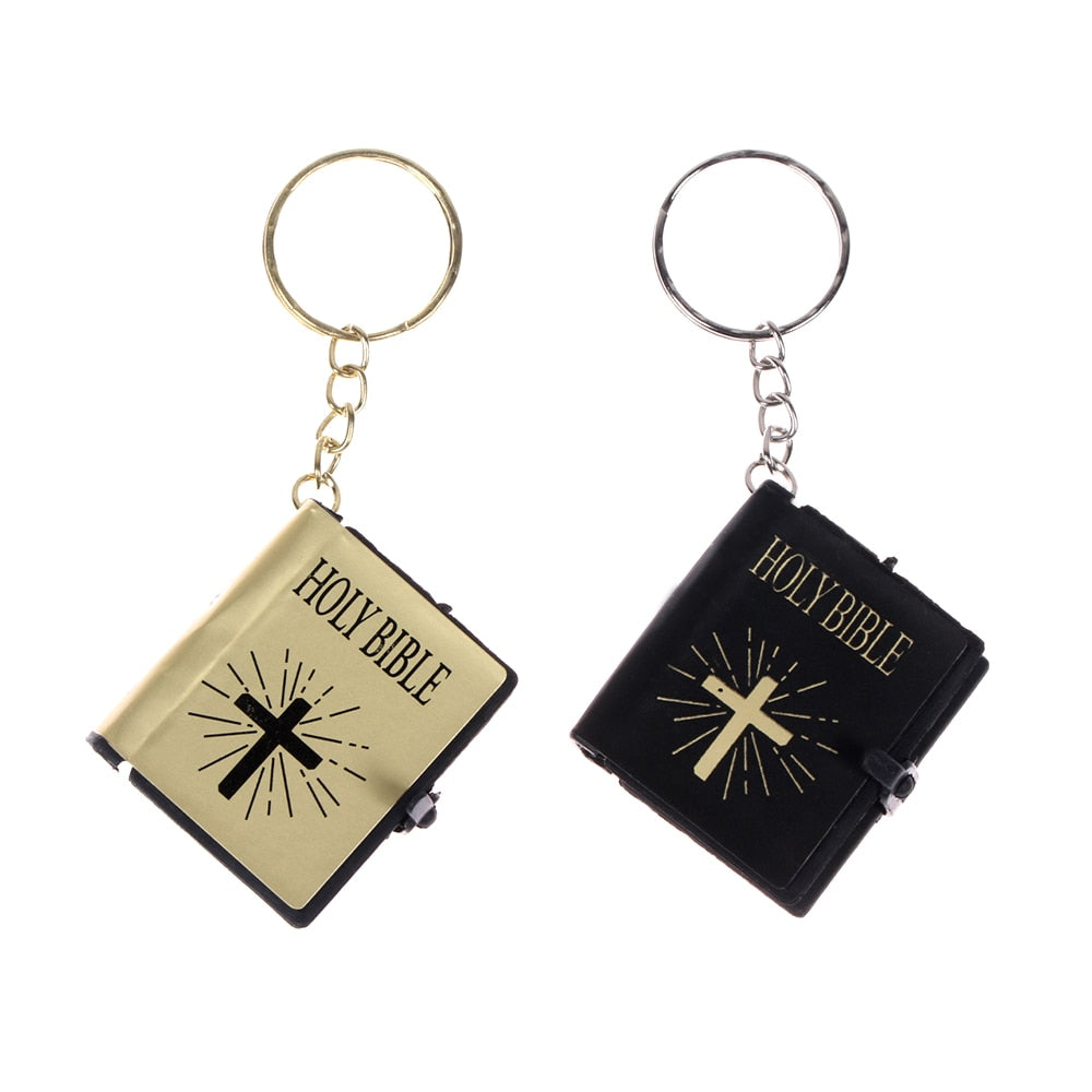 Mini Holy Bible Keychain Real Paper Can Read Religious Christian Cross Keyrings Holder Car Key Chains Fashion Gifts Jewelry - Charlie Dolly