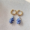 Fashion Pie pair semi-precious Lapis lazis Natural Gem beads Heart of Love Pendant Charm Women's Earrings Jewelry 2022 - Charlie Dolly