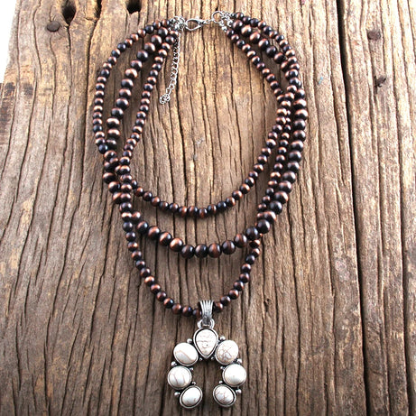Grey CCB Moon Stone Layered Necklace Jewelry