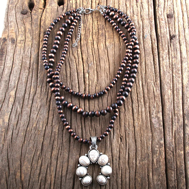 Grey CCB Moon Stone Layered Necklace Jewelry