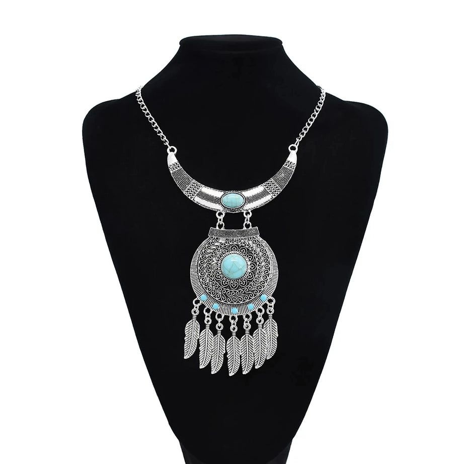 Thread Feather Bead Long Tassel Necklace Jewelry