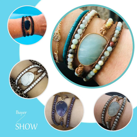 3-Strand Natural Stone Wrap Bracelet