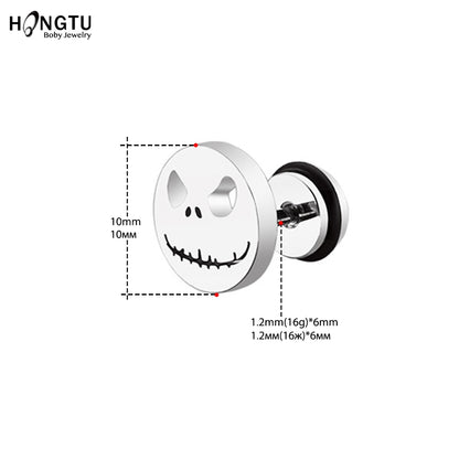 HONGTU 2Pcs Skull Ear Piercing Earring Stud Earrings Stainless Steel Ear Studs Small Earrings Female Punk 2020 Piercing Jewelry