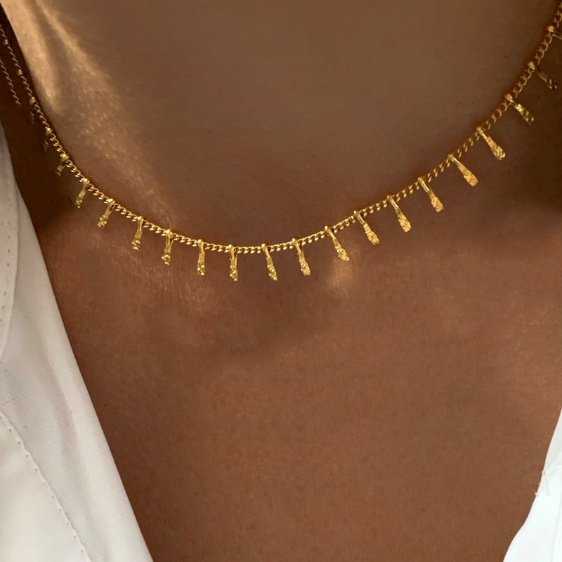 2023 Fashion Classic Stainless Steel Water Drop Chain Necklace Handmade High Quality Choker For Man Women Wild Minimalist Collar - Charlie Dolly