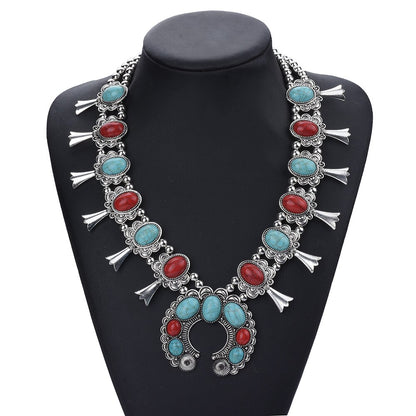 Indian Vintage Statement Choker Necklace Women Native American Jewelry Boho Tribal Moon Pendants Collar Necklace
