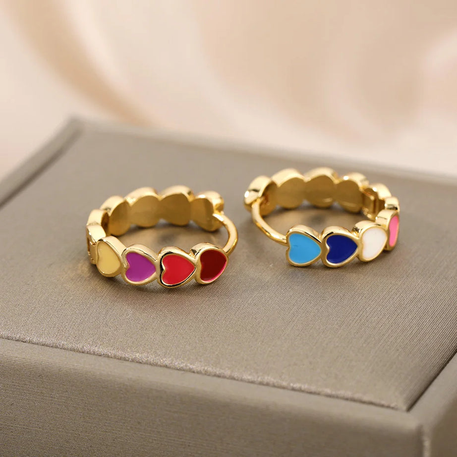 Colorful Enamel Heart Stud Earrings Jewelry