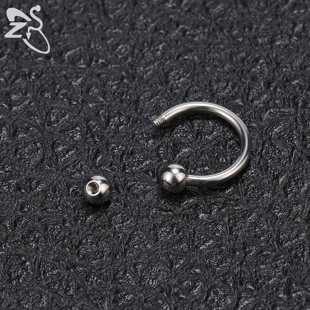 ZS 1 PC 316L Stainless Steel Nose Ring 14G 16G Nose Piercings Helix Ear Piercing Women Men Septum Rings Body Piercing  Jewelry