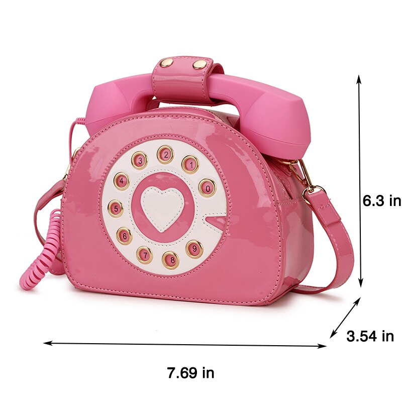 Telephone Shape Purses and Handbags for Women Fashion Pink Shoulder Bag Novel Designer Brand Crossbody Bag Top-Handle Totes 2021 - Charlie Dolly