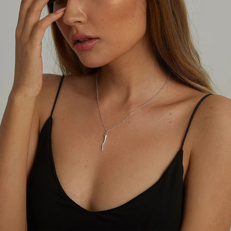 2021 New Fashion Women's Personality Summer Gold Italian Corner Pendant Chain Horn Charm Lucky Pendant Party Necklace - Charlie Dolly