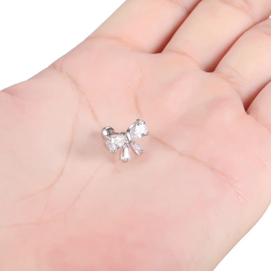 1PC Steel CZ Cartilage Stud Helix Earring Piercings Crystal Rook Tragus Conch Earring Stud Piercings Sexy Women Jewelry 16G - Charlie Dolly