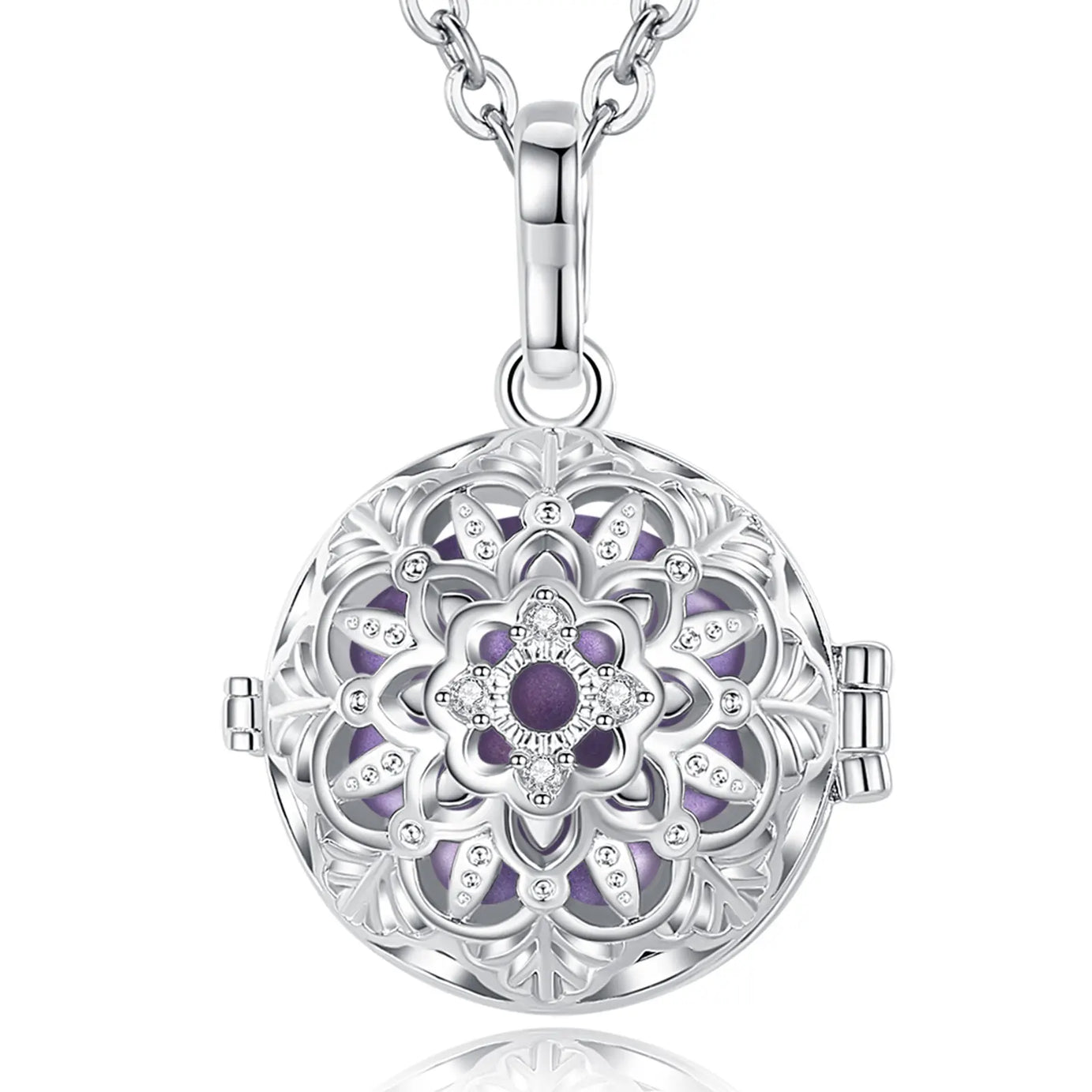 Eudora 18mm Harmony Ball Lotus Cage Pregnancy Bola Necklace, Angel Caller Amulet