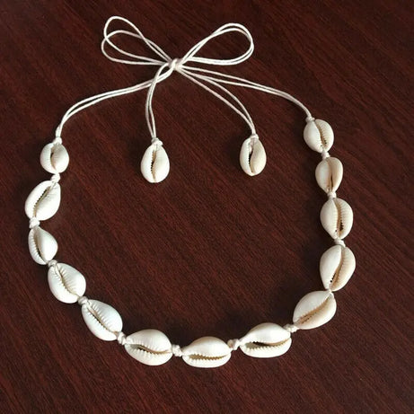 Boho Chained Shell Pendant Rope Choker Necklace