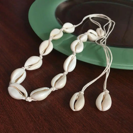 Boho Chained Shell Pendant Rope Choker Necklace