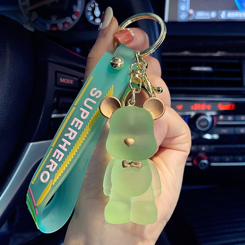 Cute Crystal Keychain Charm Tie The Bear Pendant For Women Bag Car KeyRing Mobile Phone Fine Jewelry Accessories Kids Girl Gift - Charlie Dolly