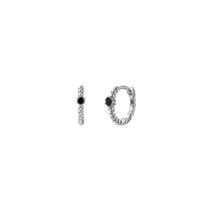 ANDYWEN 925 Sterling Silver 8mm Beads Huggies Middle Hoop Crystal Women Party Piercing Pendiente Clips Wedding Rock Punk Jewelry