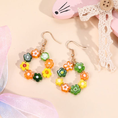 Fashion Boho Earrings For Women Colorful Style Sweet Flower Earrings Jewelry Spring Summer Floral Beaded Earrings Accessories