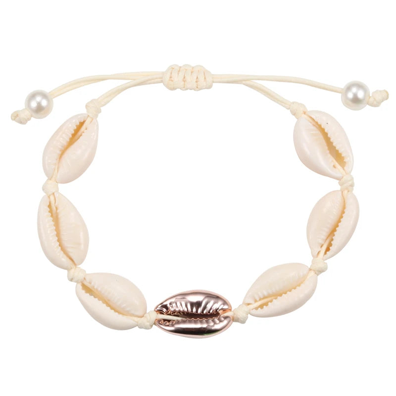 Hot Sell Handmade Shell Bracelet Boho Beach Natural Seashell Conch Beads Bracelets Women Jewelry Charm Cowrie Adjustable Bangles