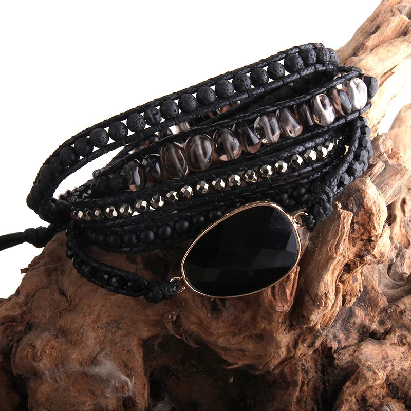 Fashion Bohemian Jewelry Boho Bracelet Mixed Natural Stones And Charm Handma Wrap Bracelets Gift