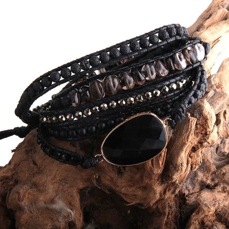 5-Strand Natural Stone Wrap Bracelet