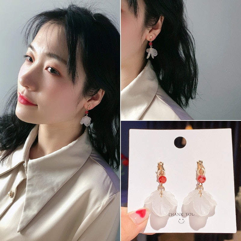 Fashion charm Creative pearl clip on Earrings Cute Handmade Earrings Womens ear clips Jewelry - Charlie Dolly