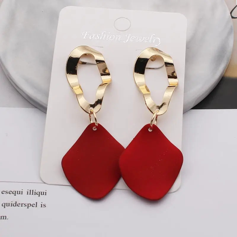 Red Earrings for Women Vintage Big Statement Long Dangle Earrings Wedding Bridal Boho Trendy Earrings Fashion Jewelry 2019